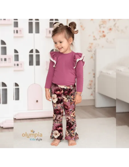 Body i spodnie dzwony BURGUNDIA