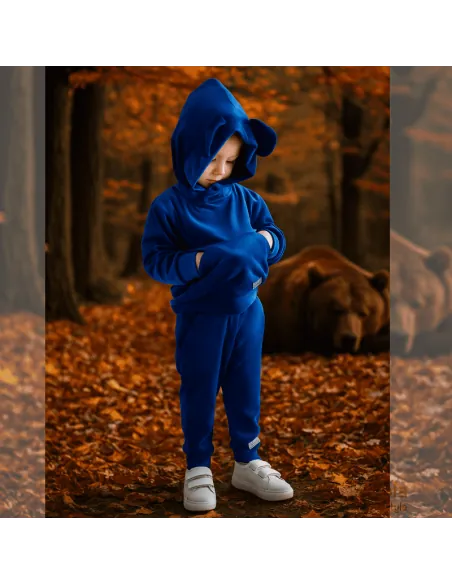 Dres welurowy z uszkami szafirowy