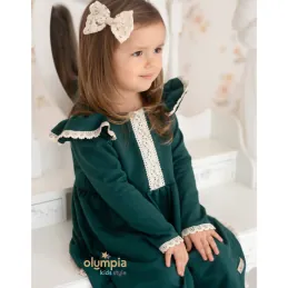 Sukienka dla dziewczynki KORONKA butelkowa zieleń 2