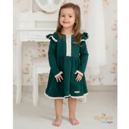 Sukienka dla dziewczynki KORONKA butelkowa zieleń