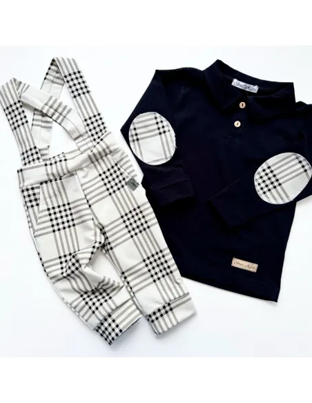 Bluzka z kołnierzem i spodenki z szelkami KRATKA Bluzka z kołnierzem i spodenki z szelkami KRATKA