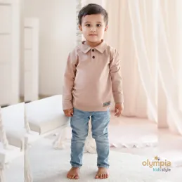 Bluzka POLO z kołnierzykiem beżowa 2