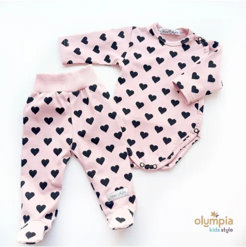 Komplet body niemowlęce + p&oacute;łśpioch Serduszka