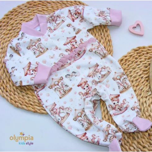 Pajac niemowlęcy ze stopkami KARUZELA