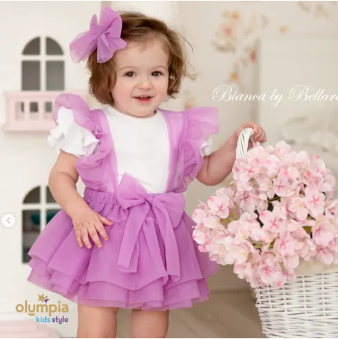 Sp&oacute;dniczka tiulowa na szelkach fiolet...