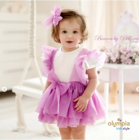 Sp&oacute;dniczka tiulowa na szelkach fiolet...