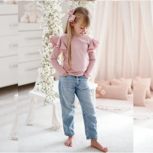 Bluzka dziecięca MOTYLEK pudrowy r&oacute;ż