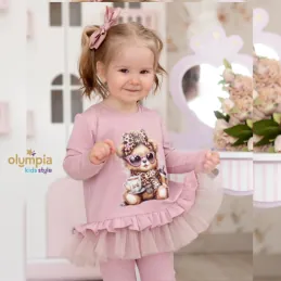 Tunika i spodnie dzwony LEOPARDA puder 2