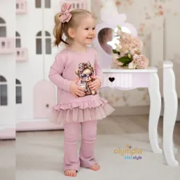 Tunika i spodnie dzwony LEOPARDA puder