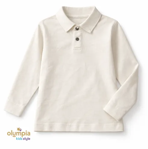 Bluzka chłopięca POLO z kołnierzykiem ecru