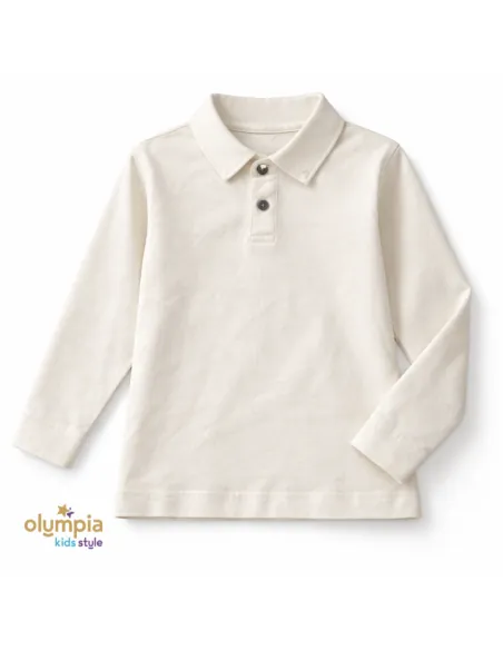 Bluzka chłopięca POLO z kołnierzykiem ecru